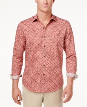 Tasso Elba Men's Linen Ginito Tile-print Shirt, Only At Macy's