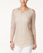 Jm Collection Petite Cold-shoulder Crochet Top, Only At Macy's