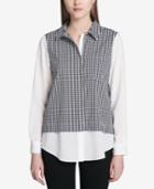 Calvin Klein Gingham-print Layered-look Shirt