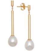 Cultured Freshwater Pearl Stick Drop Earrings In 14k Gold (6mm)