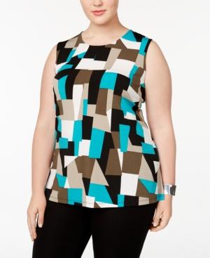 Kasper Plus Size Geo-print Shell