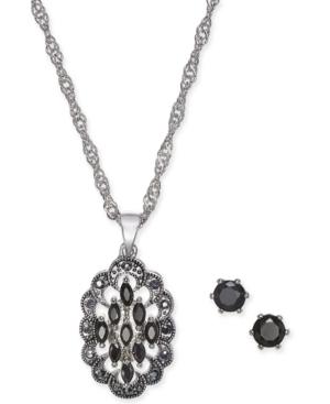 Charter Club Silver-tone Crystal Marquee Pendant Necklace And Earrings