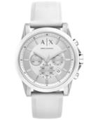 Ax Armani Exchange Unisex Chronograph White Silicone Strap Watch 44mm Ax1325