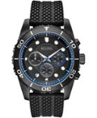 Bulova Men's Chronograph Sport Black Silicone Strap Watch 43mm, Created For Macy's