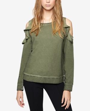 Sanctuary Cotton Ruffled Cold-shoulder Sweatshirt