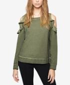 Sanctuary Cotton Ruffled Cold-shoulder Sweatshirt
