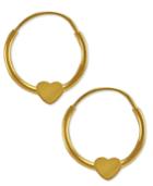 Children's Endless Hoop Earrings With Heart In 14k Yellow Gold (2mm)