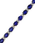 Velvet Bleu By Effy Manufactured Diffused Sapphire (12 Ct. T.w.) And Diamond (1/4 Ct. T.w.) Tennis Bracelet In 14k Gold