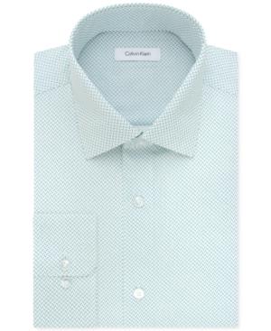 Calvin Klein Steel Men's Classic/regular Fit Non-iron Performance Aqua Print Dress Shirt