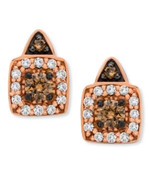 Le Vian Brown And White Diamond (1/3 Ct. T.w.) Stud Earrings In 14k Rose Gold