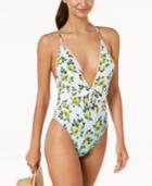 Nanette By Nanette Lepore Limonata Tie-front Cheeky One-piece Swimsuit, Created For Macy's Women's Swimsuit
