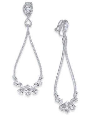 Danori Silver-tone Cubic Zirconia Open Clip-on Drop Earrings, Created For Macy's