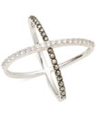 Judith Jack Sterling Silver Crystal And Marcasite Crisscross Ring