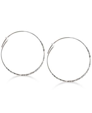 Jody Coyote Textured Wire Hoop Earrings In Sterling Silver