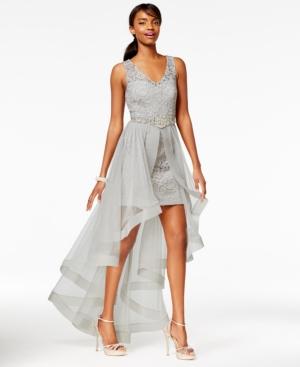 Say Yes To The Prom Juniors' High-low Flyaway Illusion Gown, A Macy's Exclusive