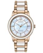 Citizen Eco-drive Women's Chandler Rose Gold-tone Stainless Steel & White Ceramic Bracelet Watch 36mm