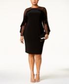 R & M Richards Plus Size Illusion Ruffle Sheath Dress