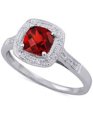 Blue Topaz (9/10 Ct. T.w.) & Diamond Accent Ring In 14k White Gold (also Available In Garnet, Mystic Topaz & Amethyst)
