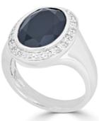 Onyx (16 X 12mm) & Diamond (1/10 Ct. T.w.) Ring In Sterling Silver