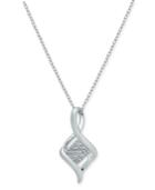 Diamond Cluster Twist 18 Pendant Necklace (1/10 Ct. T.w.) In Sterling Silver