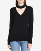 Calvin Klein Jeans Metallic-trim Choker Sweater