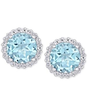 Blue Topaz (4-3/4 Ct. T.w.) & White Topaz (1-3/4 Ct. T.w.) Stud Earrings In Sterling Silver