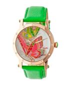 Bertha Quartz Isabella Collection Rose Gold And Green Leather Watch 38mm