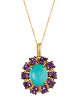 Le Vian Robin's Egg Turquoise (3-1/3 Ct. T.w.) And Amethyst (3-1/3 Ct. T.w.) Pendant Necklace In 14k Gold