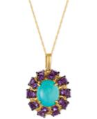 Le Vian Robin's Egg Turquoise (3-1/3 Ct. T.w.) And Amethyst (3-1/3 Ct. T.w.) Pendant Necklace In 14k Gold