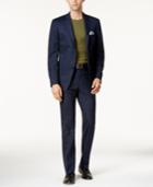 Calvin Klein Men's Slim-fit Navy & Light Blue Windowpane Suit