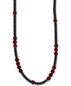 King Baby Men's Hematite (4mm) & Glass Bead 22 Statement Necklace In Sterling Silver
