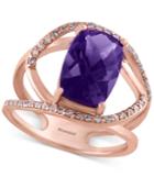 Viola By Effy Amethyst (3-1/3 Ct. T.w.) And Diamond (1/3 Ct. T.w.) Statement Ring In 14k Rose Gold