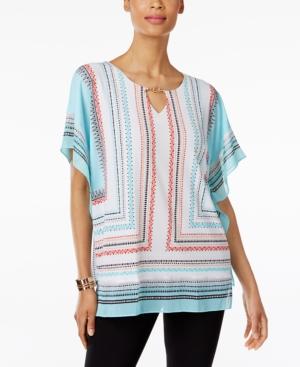 Jm Collection Striped Chiffon-trim Tunic, Only At Macy's