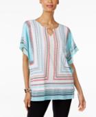 Jm Collection Striped Chiffon-trim Tunic, Only At Macy's