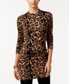 Inc International Concepts Leopard-print Tunic Sweater, Only At Macy's