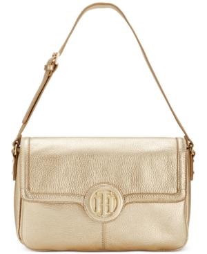 Tommy Hilfiger Maggie Pebble Leather Convertible Small Saddle Bag
