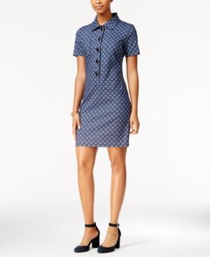Tommy Hilfiger Diamond-pattern Denim Shirtdress