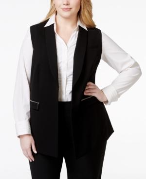Tahari Asl Plus Size Zipper Pocket Vest
