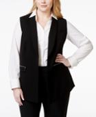 Tahari Asl Plus Size Zipper Pocket Vest