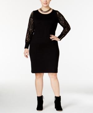 Calvin Klein Plus Size Lace-sleeve Sweater Dress