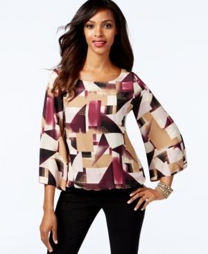 Alfani Embellished Printed Bubble-hem Top, Only At Macy's