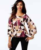 Alfani Embellished Printed Bubble-hem Top, Only At Macy's