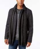 Calvin Klein Men's Wool Blend Car Coat With Removable Scarf