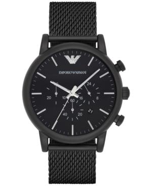 Emporio Armani Men's Chronograph Luigi Black Stainless Steel Mesh Bracelet Watch 46mm Ar1968