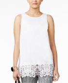 Alfani Petite Lace-hem Top, Only At Macy's