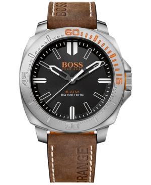 Hugo Boss Men's Sao Paulo Brown Leather Strap Watch 46mm 1513294
