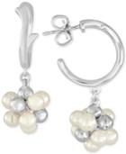 Majorica Silver-tone Imitation Pearl Cluster Drop Earrings
