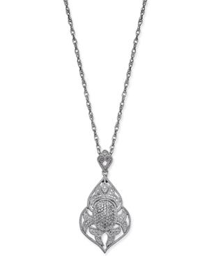 Diamond Openwork Pendant Necklace (1/7 Ct. T.w.) In Sterling Silver