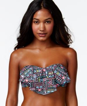 Hula Honey Multicolor Ruffle Bikini Top Women's Swimsuit