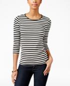 Charter Club Petite Striped Top, Only At Macy's